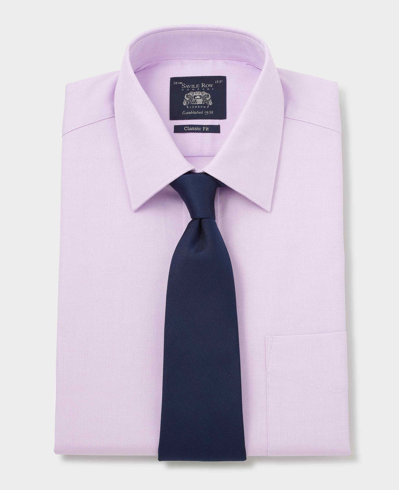 lilac cotton herringbone classic fit formal shirt double cuff 1503lil Tie grey