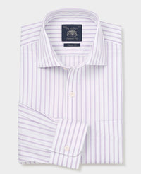 Men's Lilac Cotton Stripe Classic Fit Formal Shirt With Single Cuffs folded
