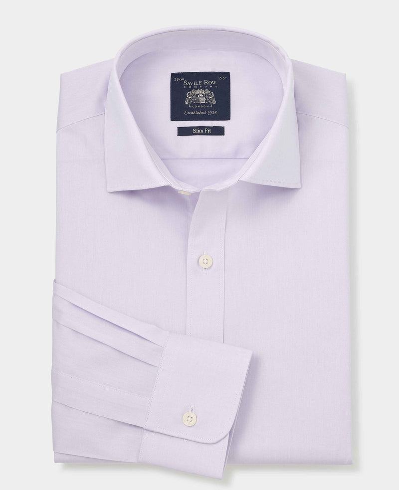 Men's Lilac Cotton Twill Slim Fit Formal Shirt folded