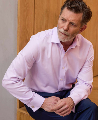 Lilac Herringbone Cotton Shirt