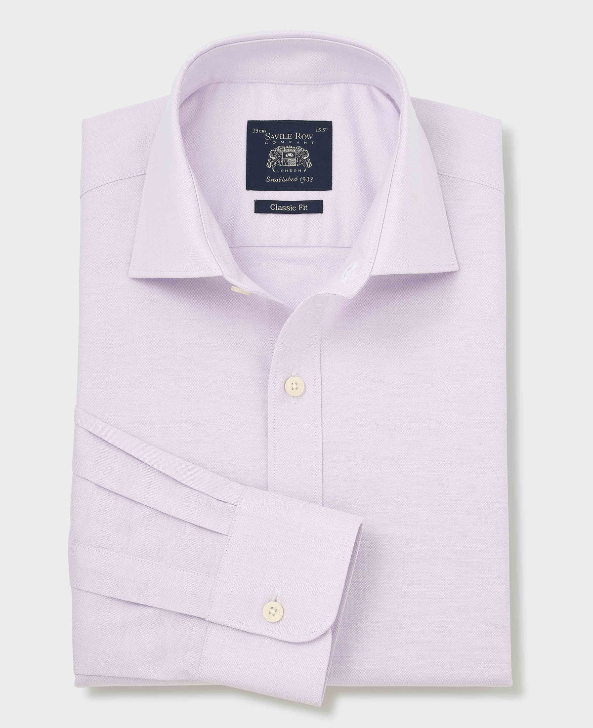 Men's Lilac Pinpoint Cotton Classic Fit Formal Shirt With Single Cuffs folded