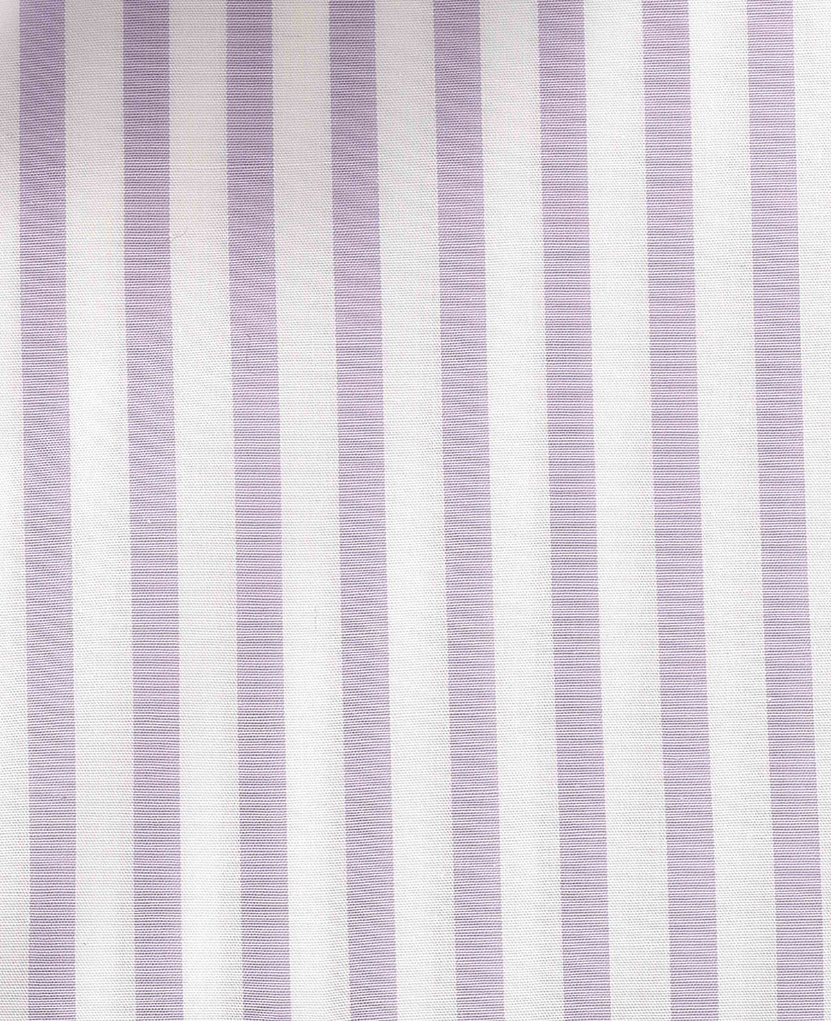 Men's Lilac White Stripe Cotton Poplin Classic Fit Formal Shirt With Single Cuffs fabric detail