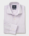 Lilac White Stripe Cotton Poplin Classic Fit Formal Shirt - Single Cuff