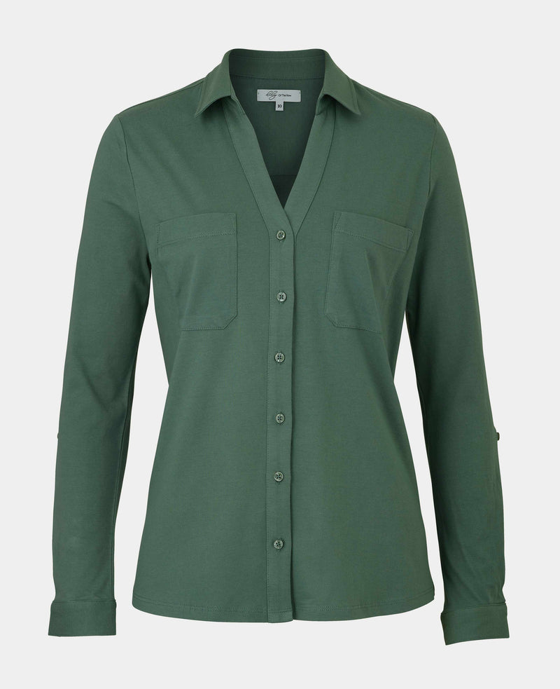 Women's Cotton Jersey Shirt In Green