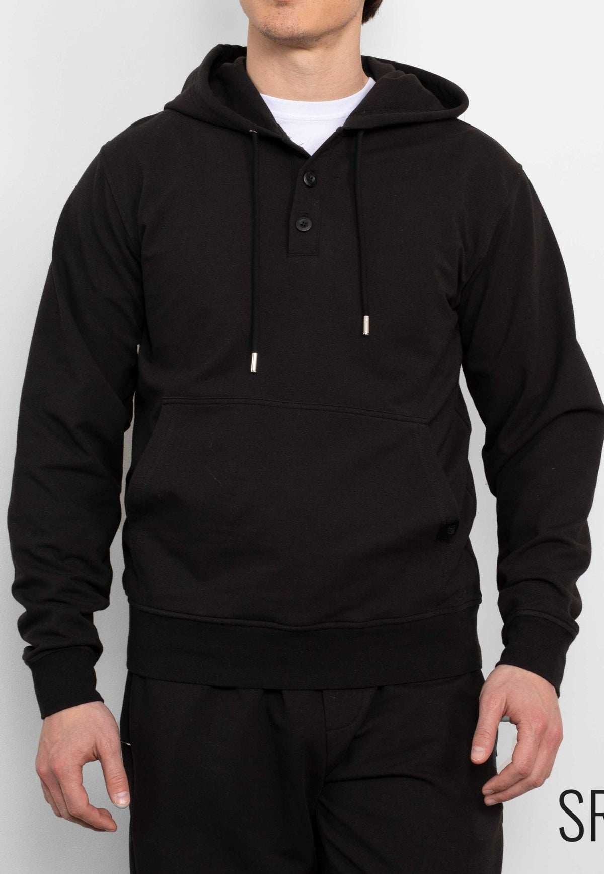 SRW Black Loopback Stretch Cotton Blend Hoodie