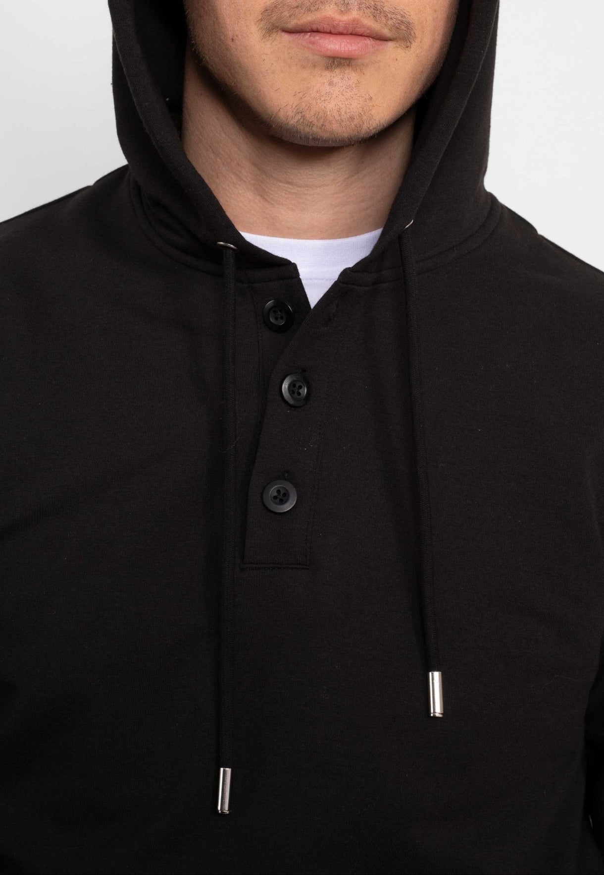 SRW Black Loopback Stretch Cotton Blend Hoodie
