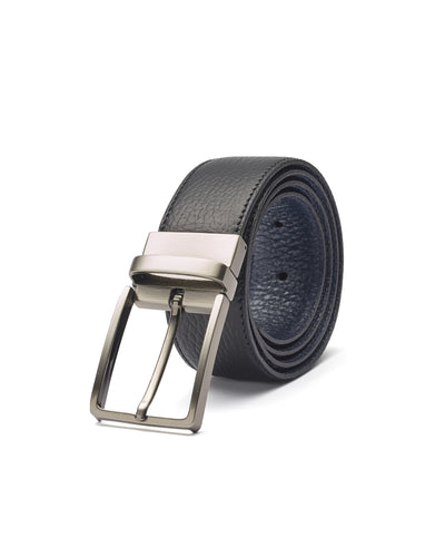 Navy Black Leather Reversible Belt