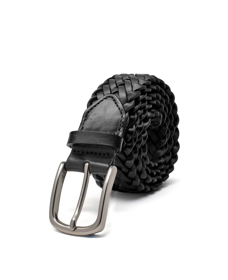 Black Plaited Leather Belt