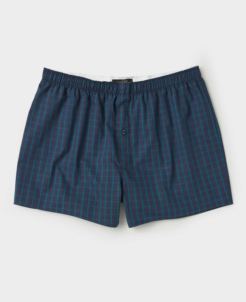 Men's Green Check Cotton Boxer Shorts