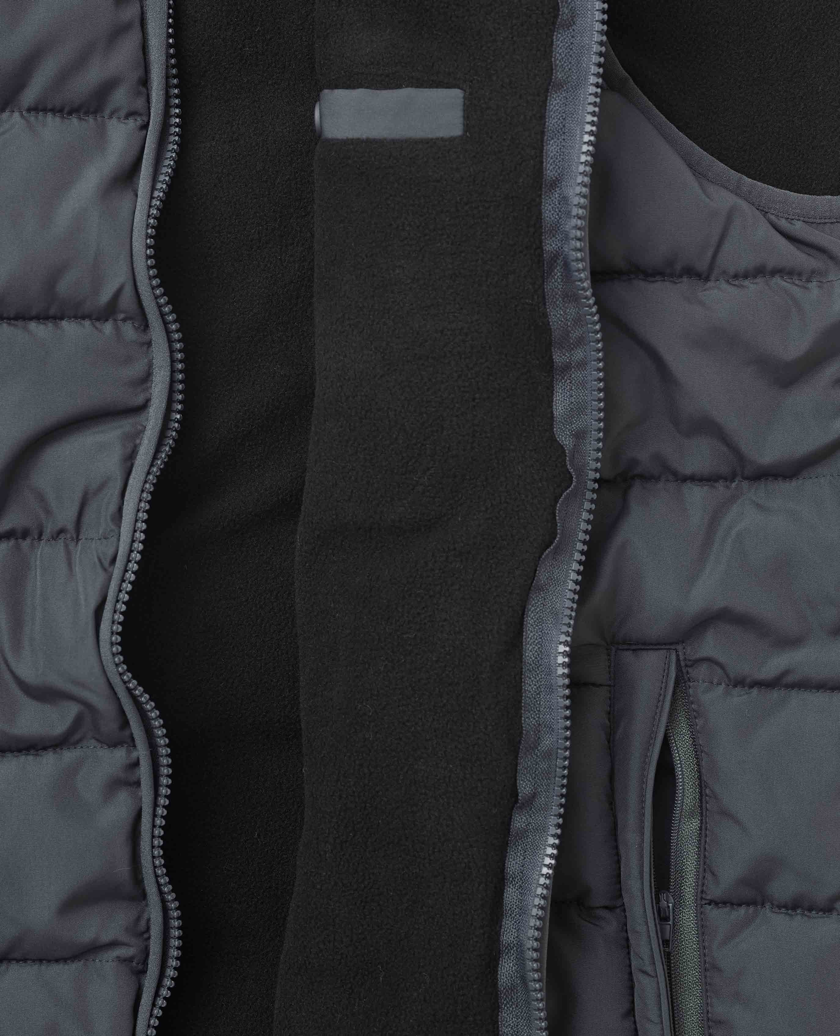 100% Recycled Dark Grey Quilted Gilet, view 5