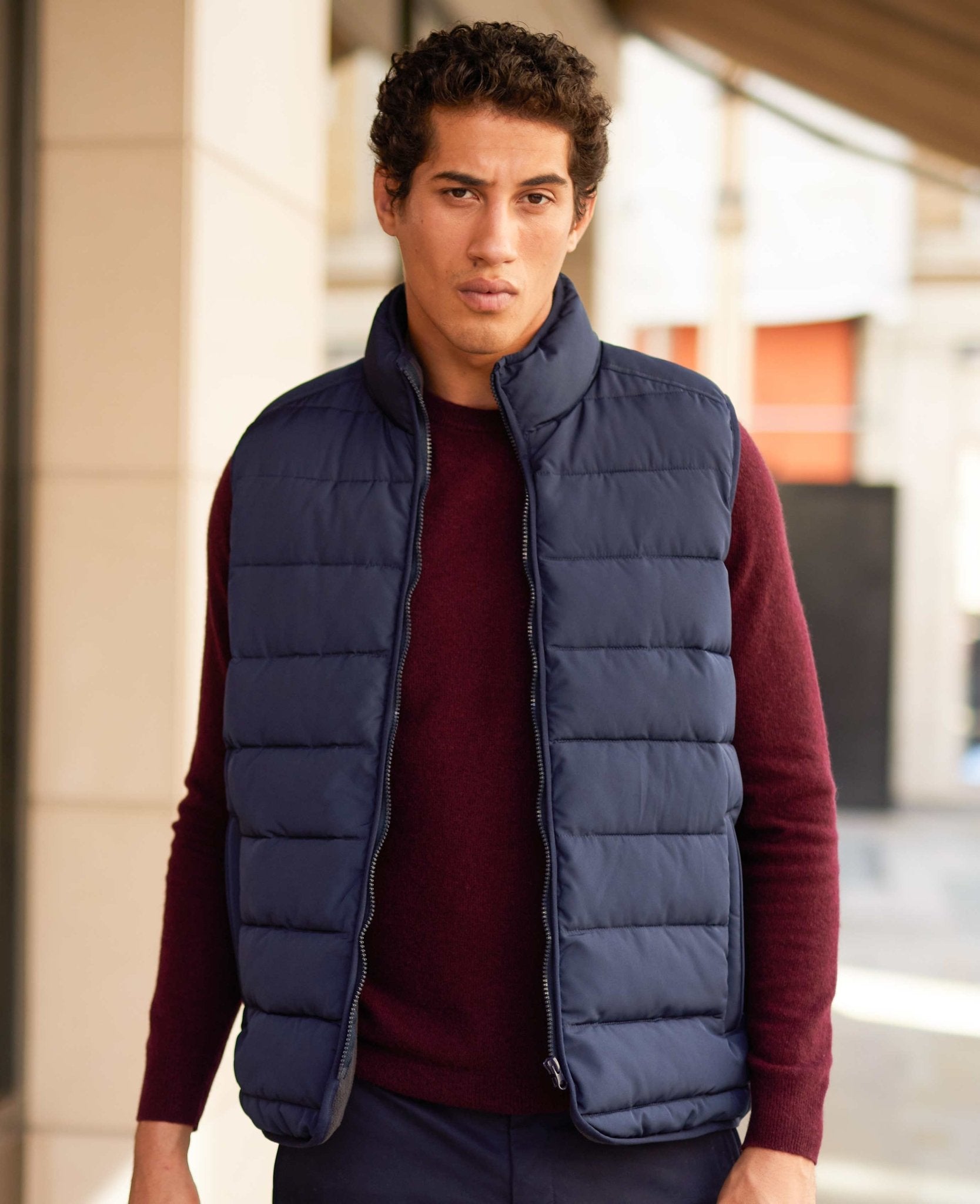 100% Recycled Navy Quilted Gilet, view 3