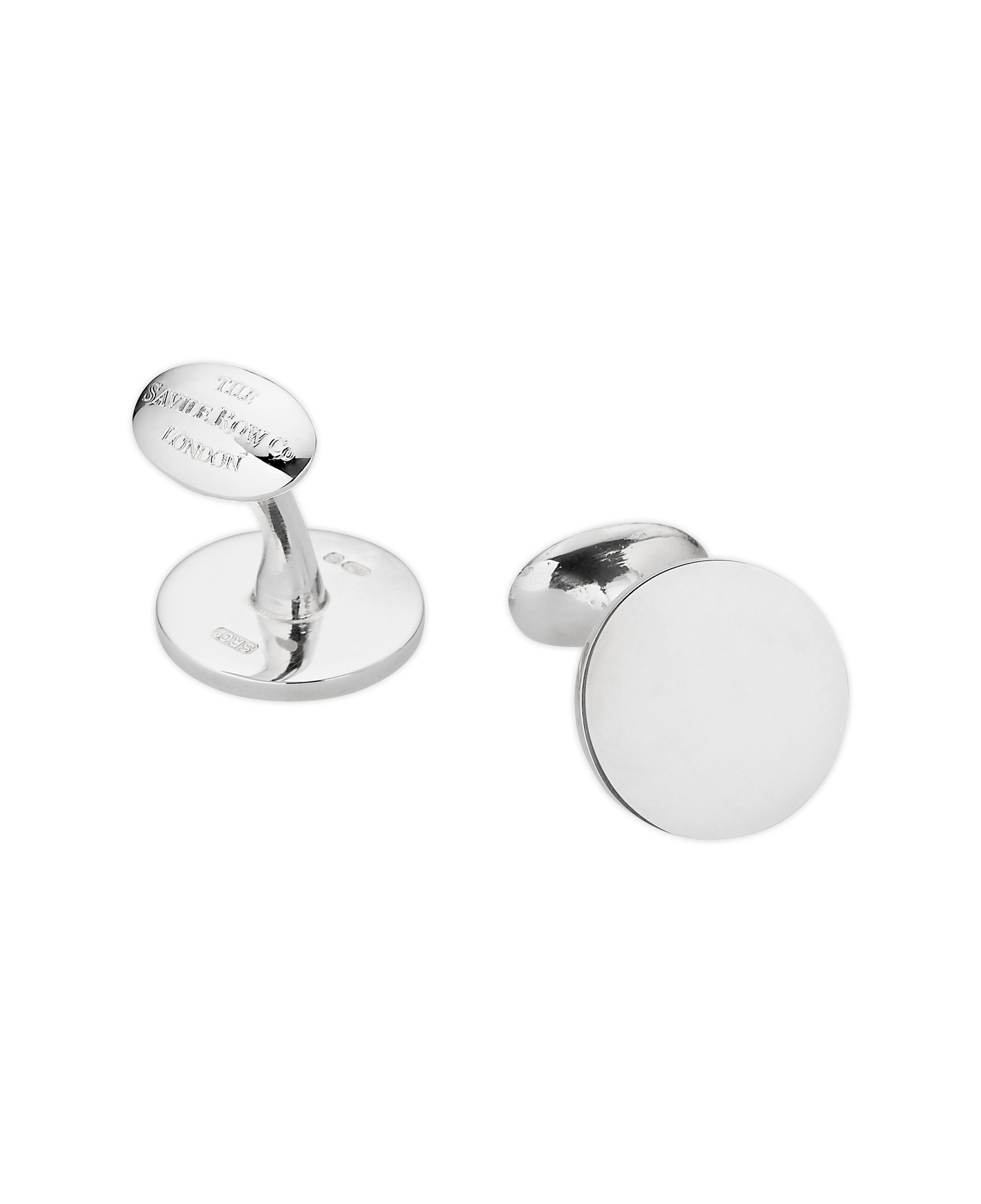 Gentleman's Cufflinks. Round Button profile, made from solid sterling silver sold traditional cufflinks with swivel back fittings.