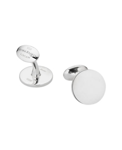 Men's Silver Personalised Round Cufflinks