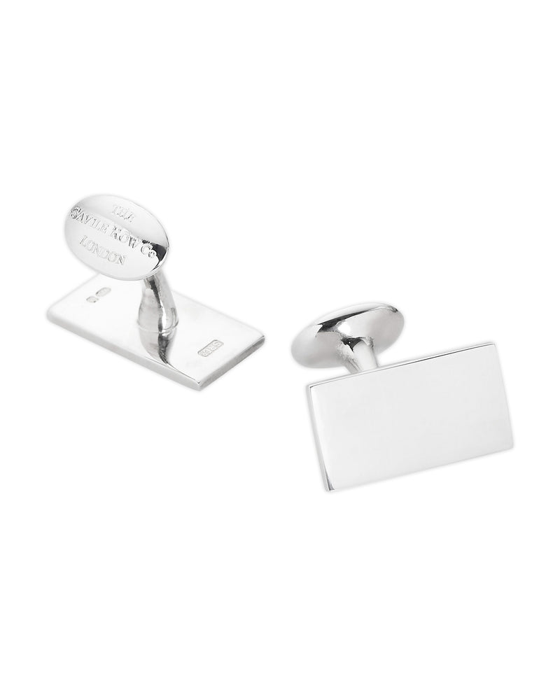 Men's Silver Personalised Rectangle Cufflinks