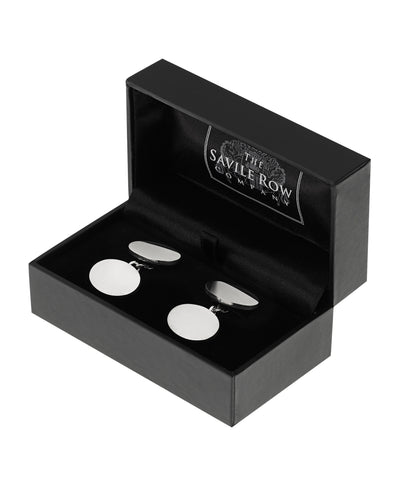 Engravable Sterling Silver Oval Chain Cufflinks