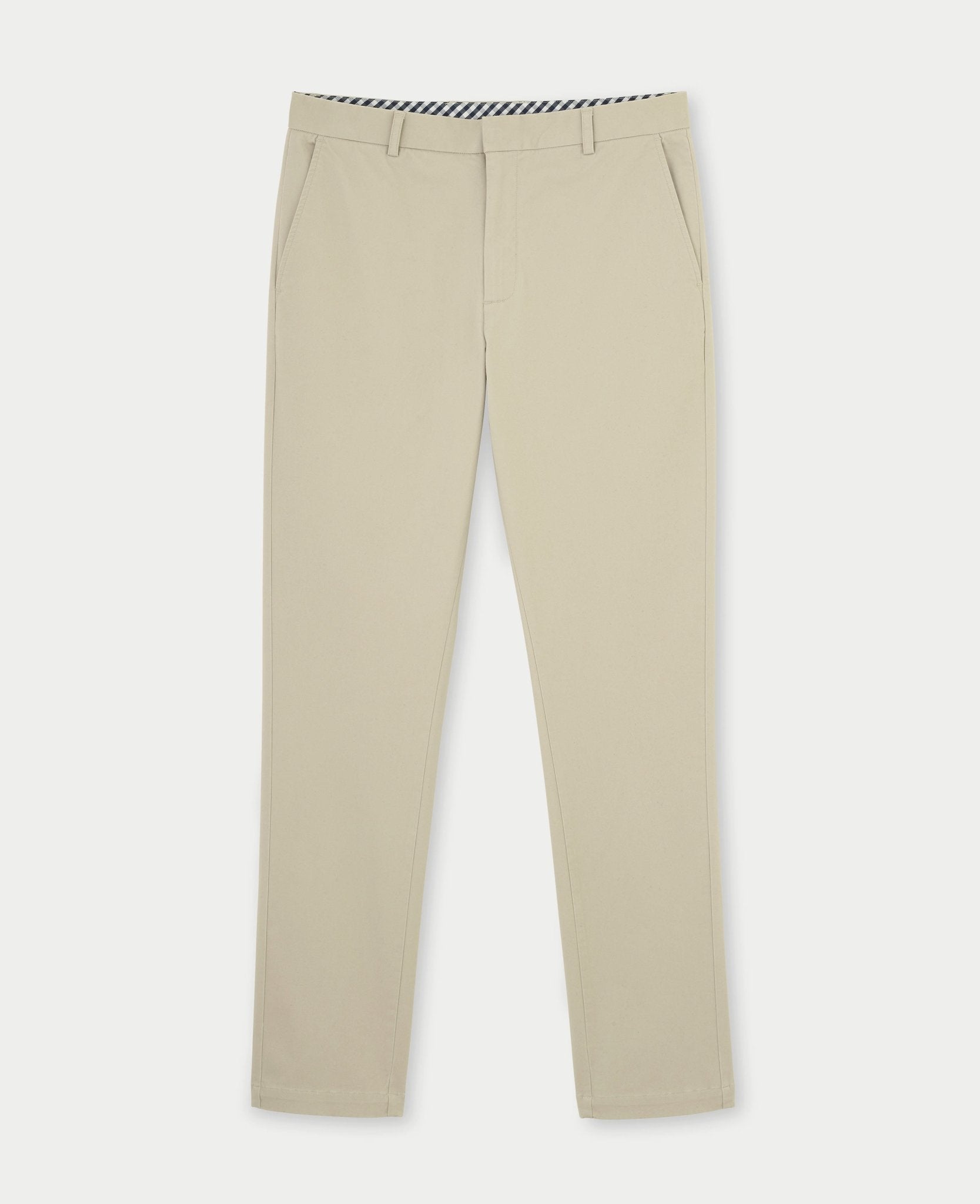 Beige Stretch Cotton Classic Fit Flat Front Chinos, view 4