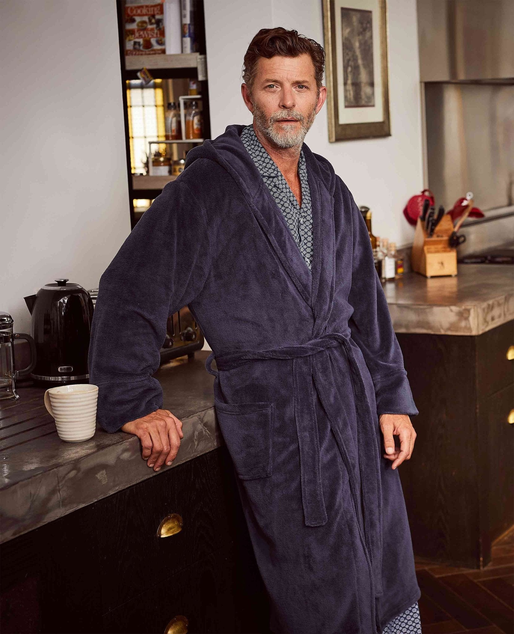 Hooded Bathrobe Iron Man Dressing Gown Mens Robes Lightweight Home