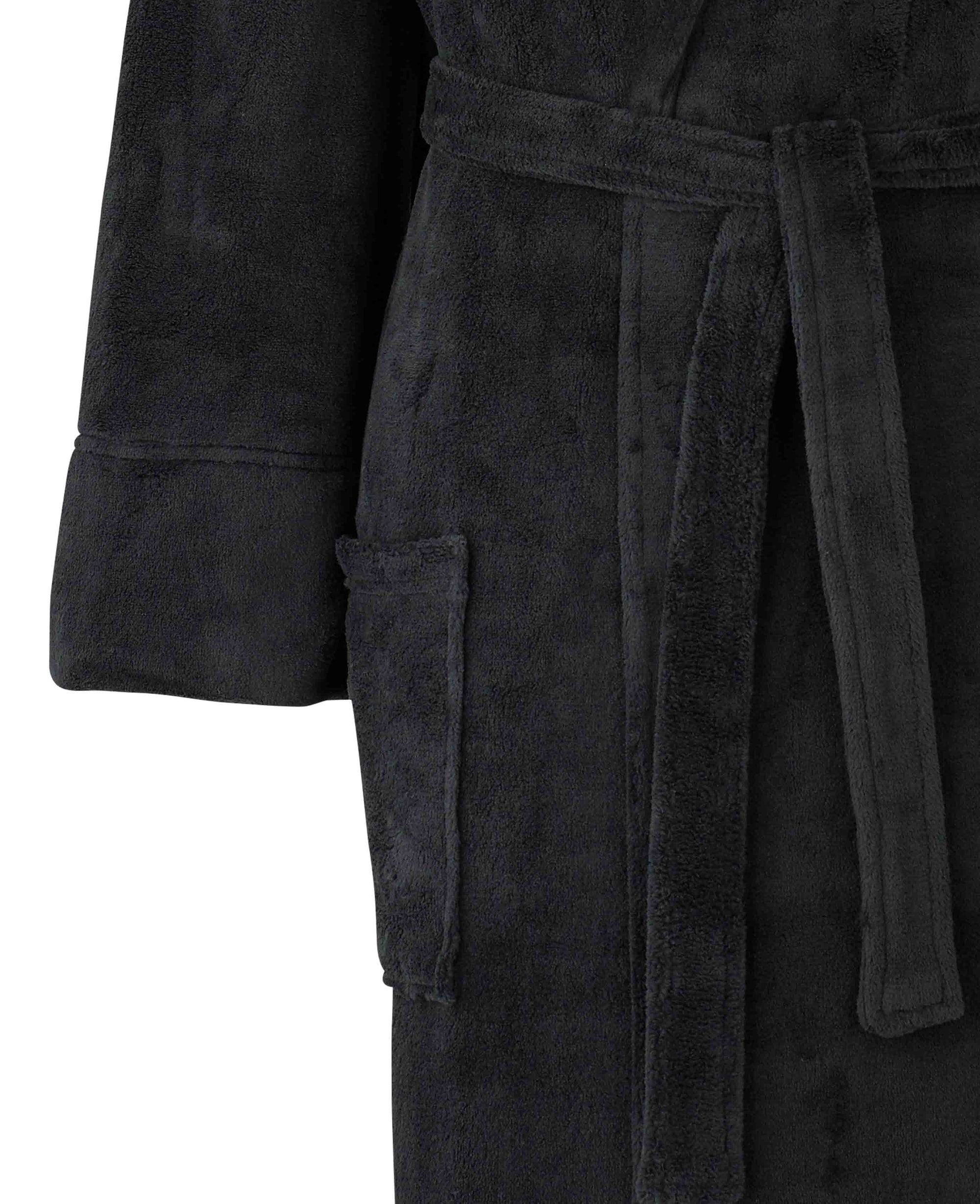 Men's Black Super Soft Fleece Dressing Gown | Savile Row Company Men's Black Super Soft Fleece Dressing Gown | Savile Row Company