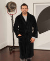 Black Fleece Supersoft Dressing Gown with Grey Piping