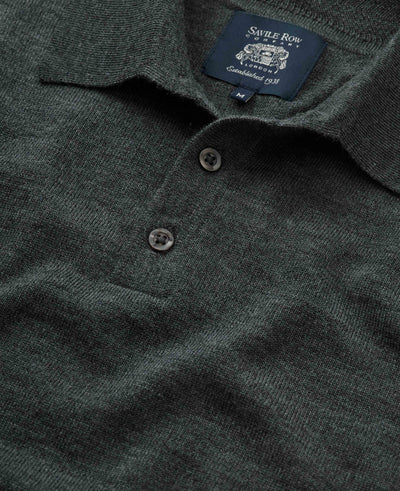 mens charcoal merino wool knitted polo shirt mkw527chr Detail