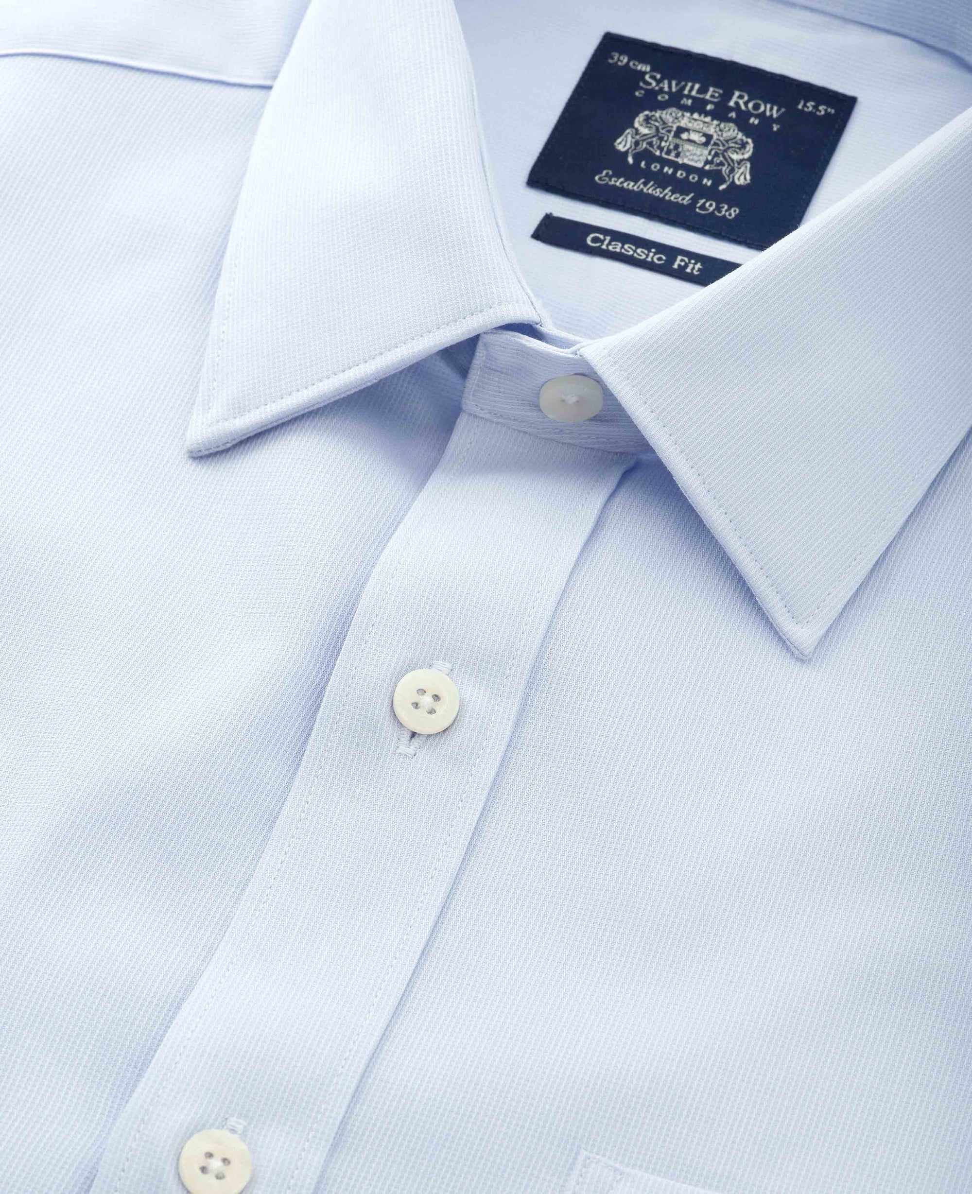 Men's Sky Blue Classic Fit Formal Shirt With Single Cuffs | Savile Row ...
