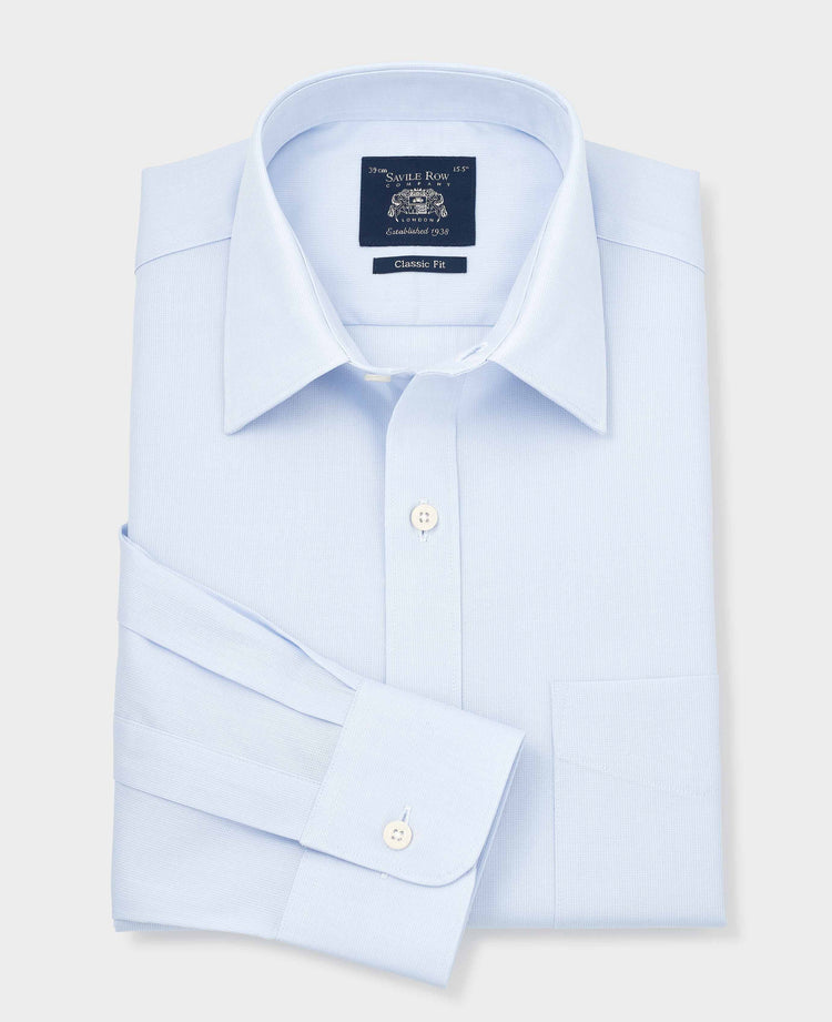 Sky Blue Dobby Weave Cotton Classic Fit Formal Shirt - Single Cuff