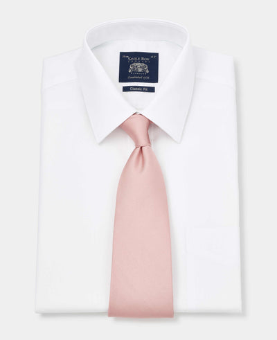 Men's White Classic Fit Formal Shirt With Single Cuffs
