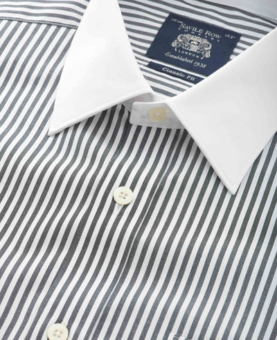 Black Stripe Classic Fit Contrast Collar Formal Shirt With White Collar & Cuffs