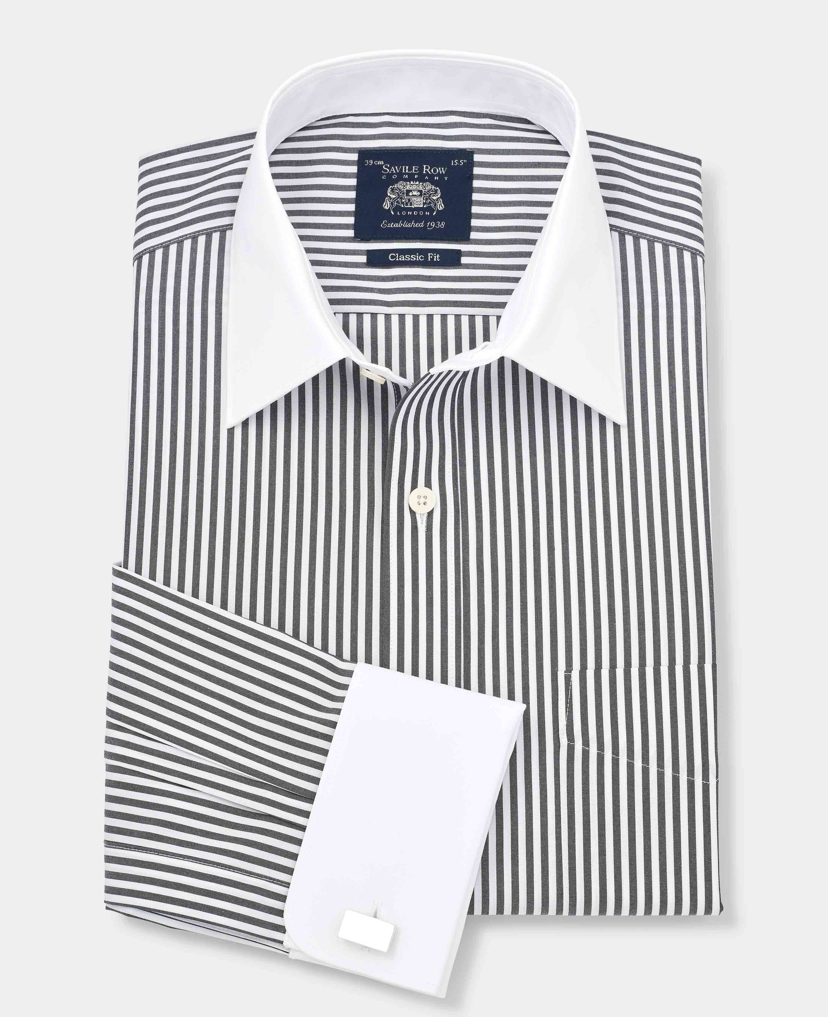 Black and white striped shirt mens hotsell