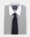 Black Stripe Classic Fit Contrast Collar Formal Shirt With White Collar & Cuffs