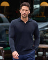 Navy Merino Wool Knitted Polo Shirt