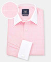 Pink Prince of Wales Check Classic Fit Contrast Collar Formal Shirt With White Collar & Cuffs