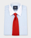 Sky Blue Stripe Classic Fit Contrast Collar Formal Shirt With White Collar & Cuffs
