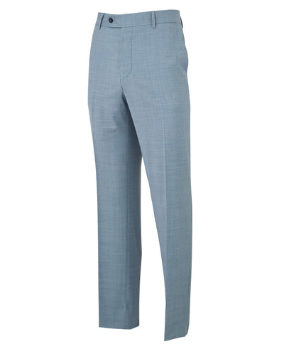 Men's Light Blue Wool-Blend Suit Trousers