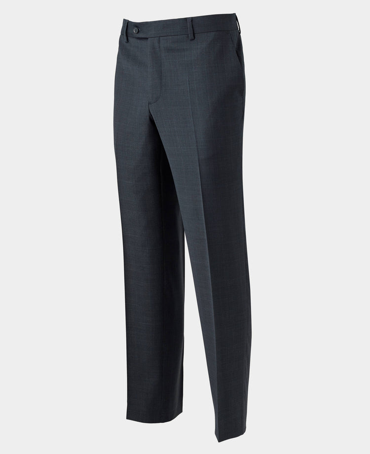 Men's Navy Wool Blend Prince of Wales Check Suit Trousers