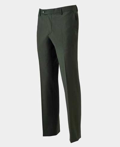 Men's Olive Green Wool-Blend Tailored Suit Trousers