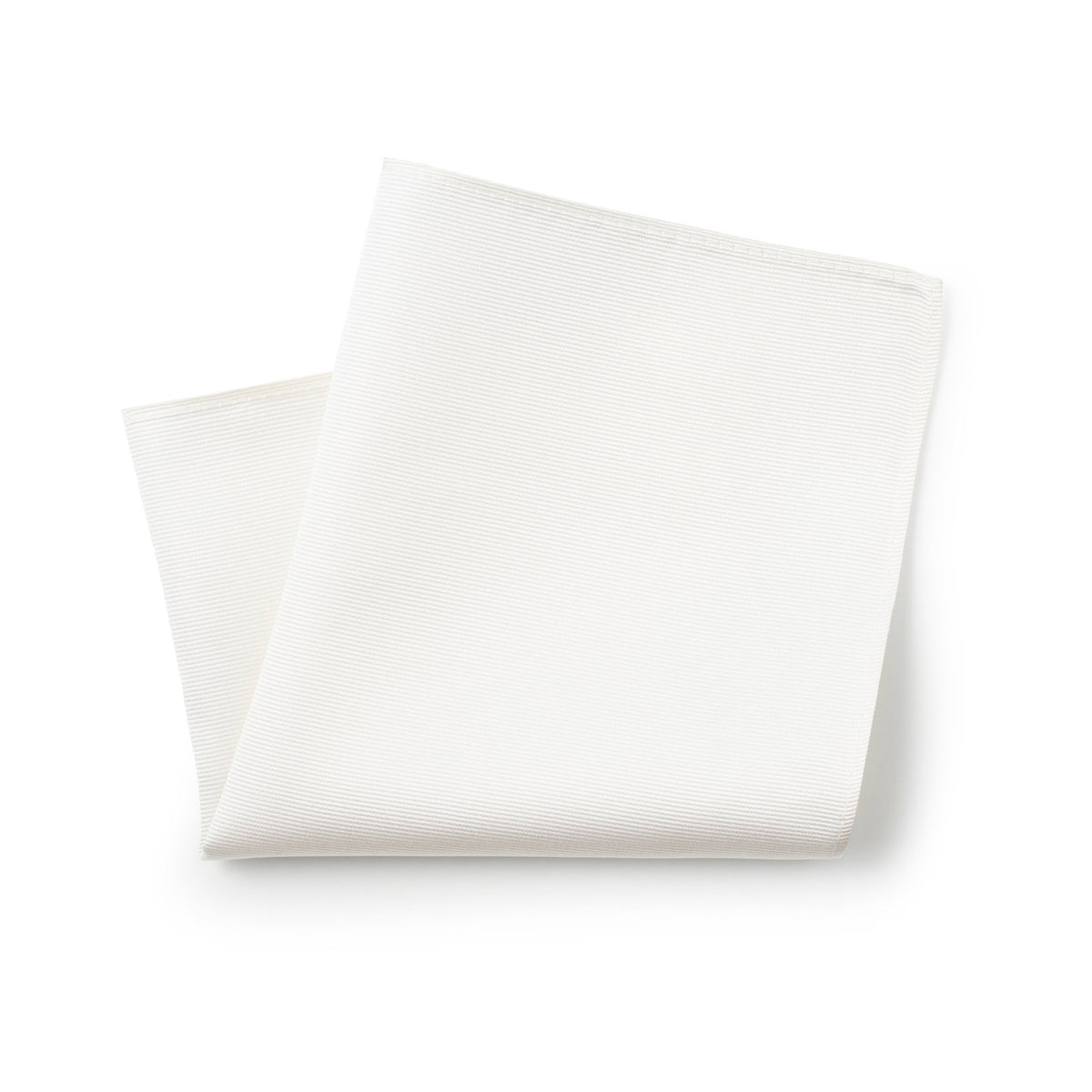 Men's White Fine Twill Silk Pocket Square