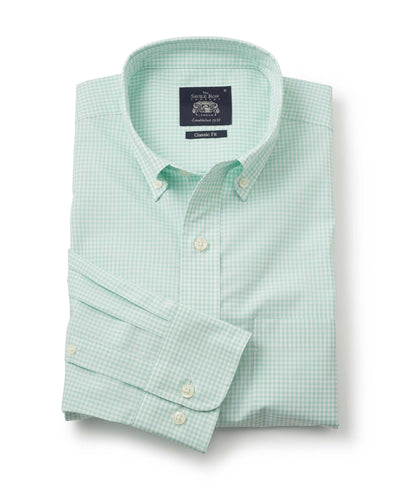 mint green gingham check classic fit button down shirt 1407mnt