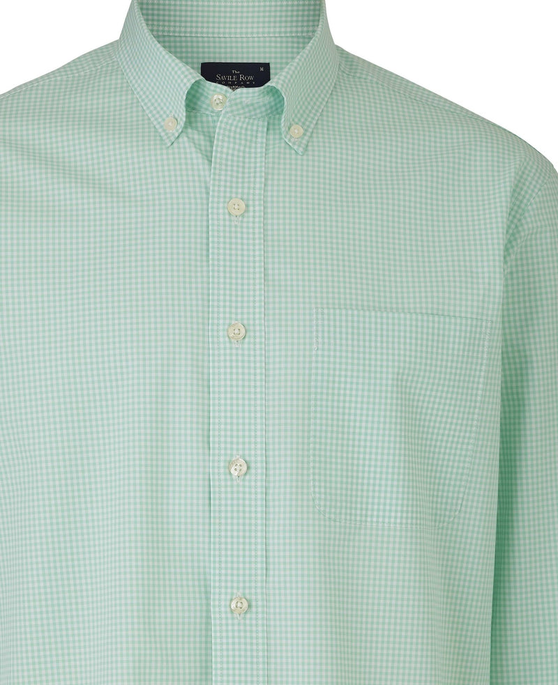mint green gingham check classic fit button down shirt 1407mnt chest detail