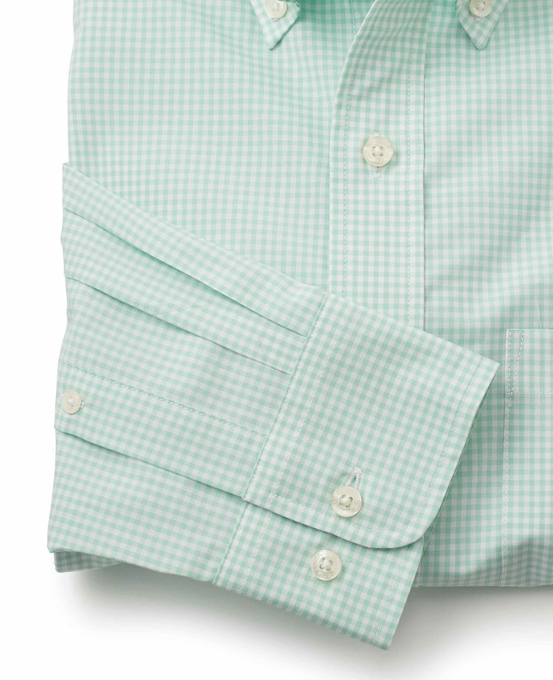 mint green gingham check classic fit button down shirt 1407mnt cuff detail