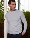 Light Grey Cotton-Blend Crew Neck Jumper