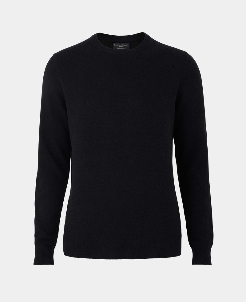 Black Wool Cashmere Crew Neck Jumper