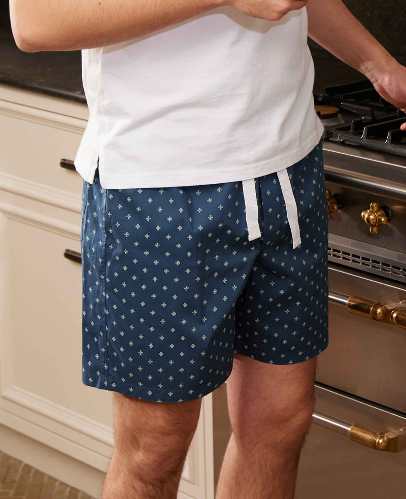 Navy Fleur-De-Lys Lounge Shorts