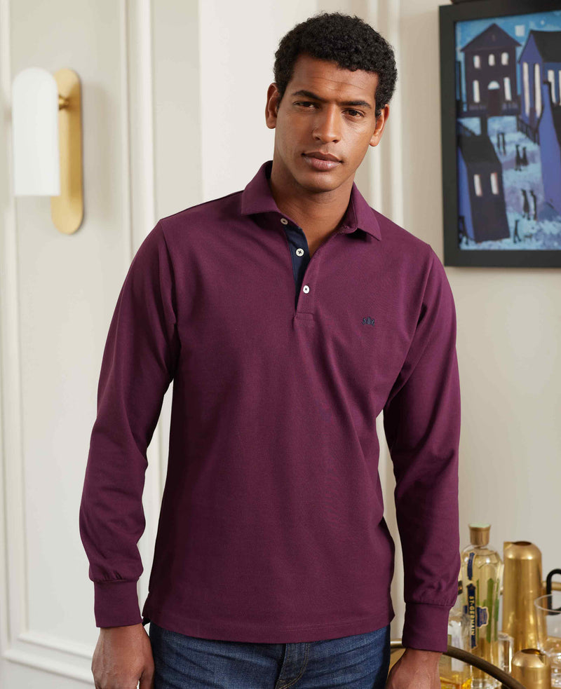 Burgundy Long Sleeve Polo Shirt