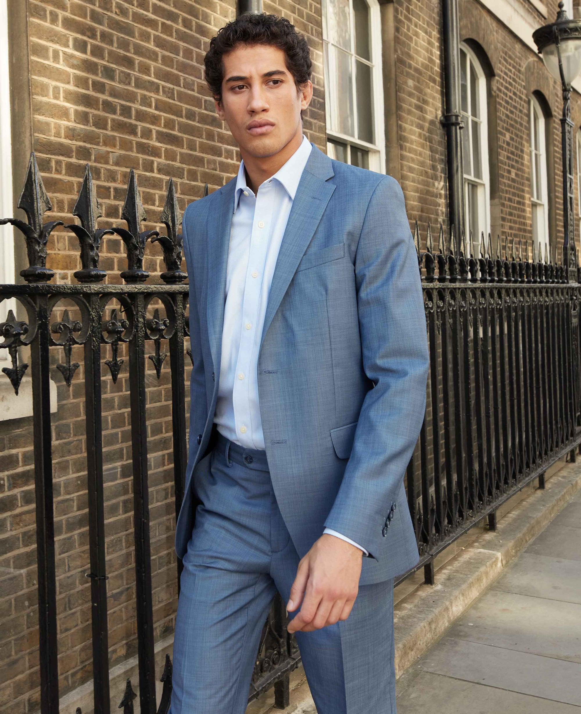 Men's Denim Navy Wool Blend Tailored Suit - One Size Men's Denim Navy Wool Blend Tailored Suit - One Size
