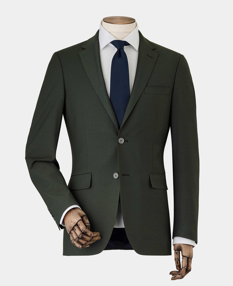 Men's Olive Green Wool-Blend Tailored Suit Jacket