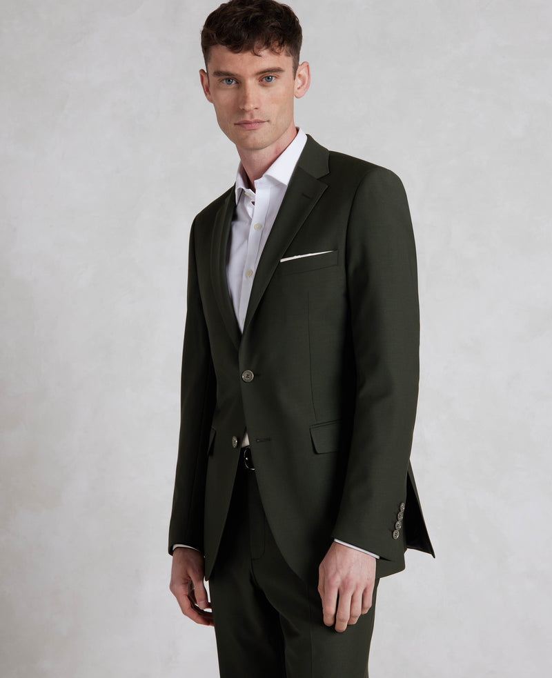 Olive Green Wool-Blend Suit