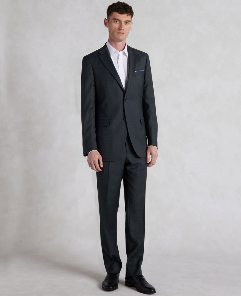 Navy Wool-Blend Prince of Wales Check Suit