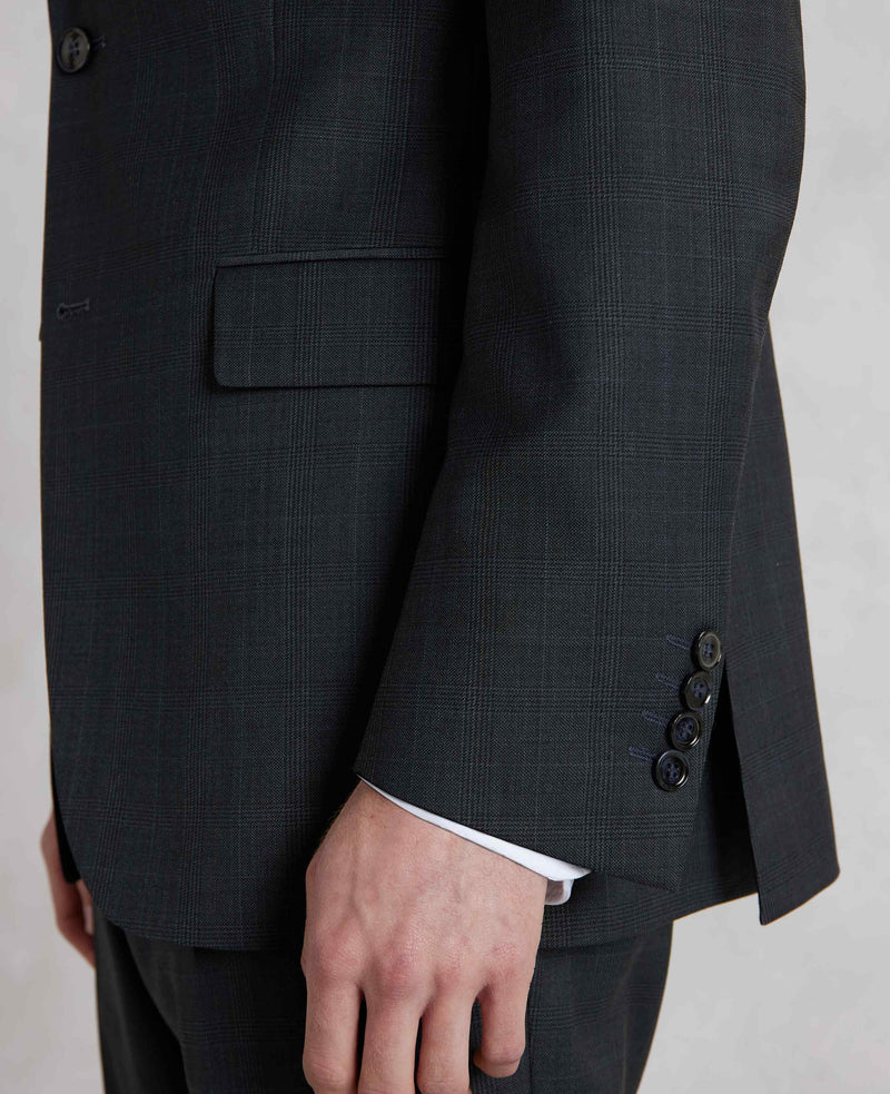 Navy Wool-Blend Prince of Wales Check Suit