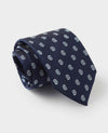 Navy White Paisley Silk Tie